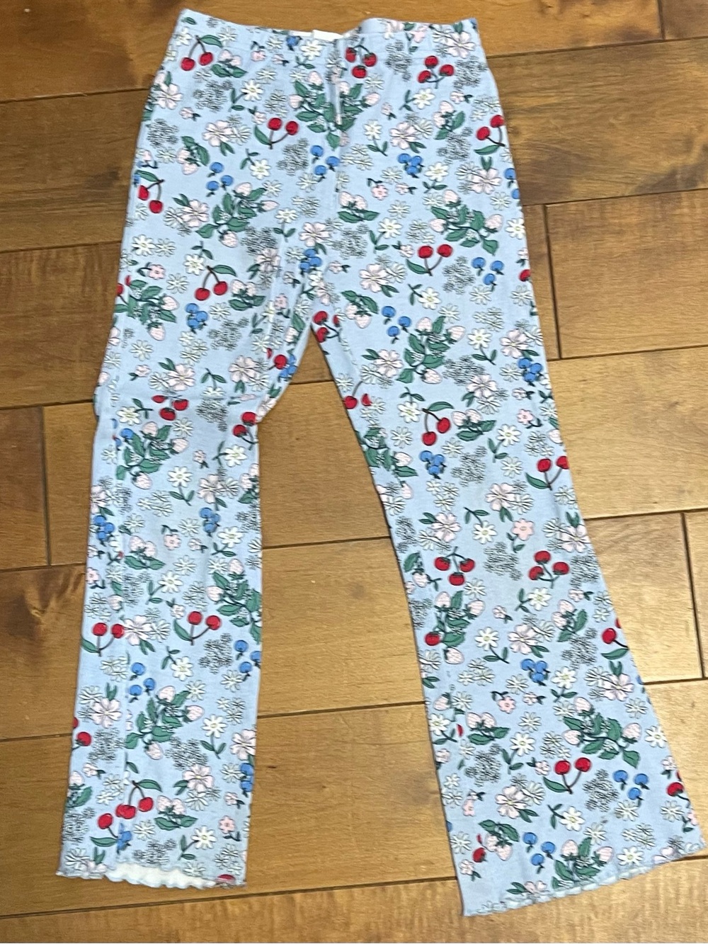 Girls' Light Blue Floral & Cherry Leggings 🇦🇺